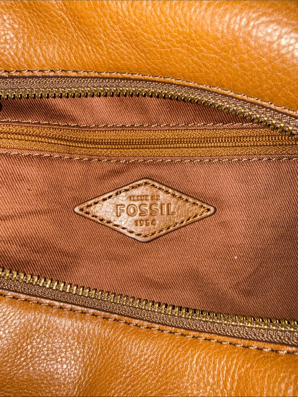 FOSSIL 1954 Julia Satchel Brown Pebbled Leather Crossbody Bag Tote - Picture 8 of 10